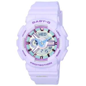 Relógio feminino analógico Baby-G Casio Baby-G com quartzo metálico BA-110XPM-6A BA110XPM-6 100M