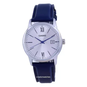Casio prata mostrador de aço inoxidável analógico quartzo MTP-V002L-2B3 MTPV002L-2 relógio masculino