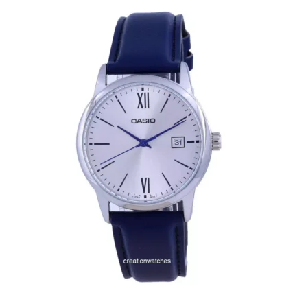 Casio prata mostrador de aço inoxidável analógico quartzo MTP-V002L-2B3 MTPV002L-2 relógio masculino