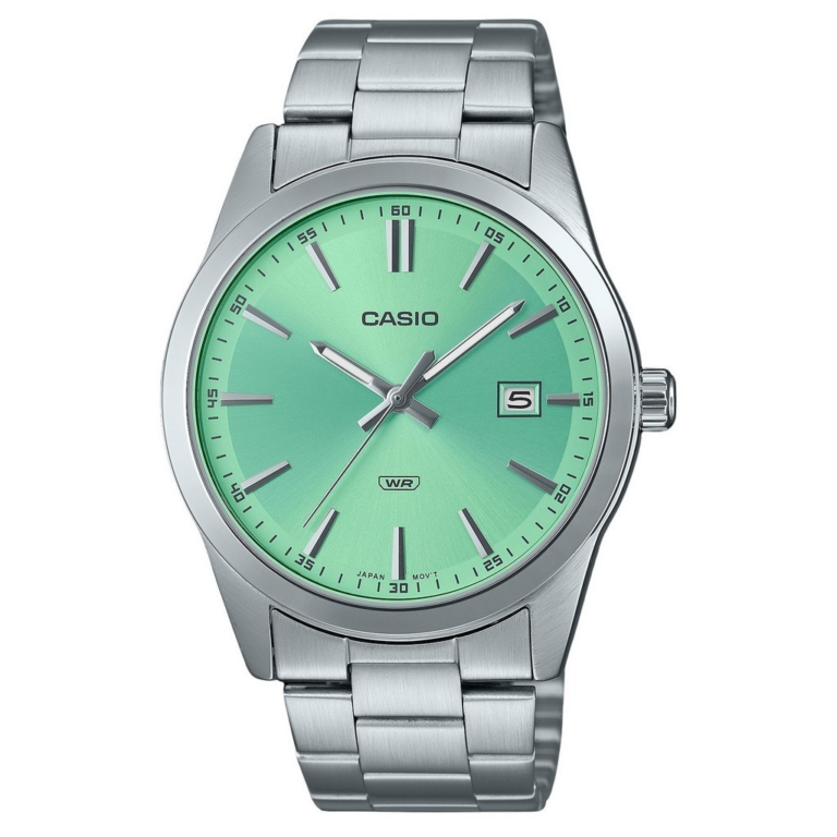 Casio Men's Automatic Analog Watch Standard Stainless Steel Mint Green Quartz MTP-VD03D-3A2 | relogios-online.com