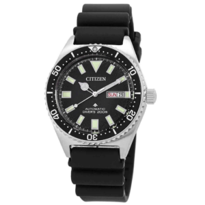 Relógio masculino Citizen Promaster com pulseira de borracha e mostrador preto NY0120-01E 200M