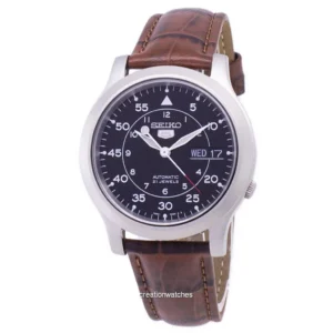 Seiko 5 militar SNK809K2-SS2 relógio de homens de pulseira de couro marrom automático