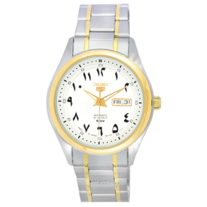 Seiko 5 Two Tone Stainless Steel White Arabic Dial Automatic SNKP22 SNKP22J1 SNKP22J Men's Watch