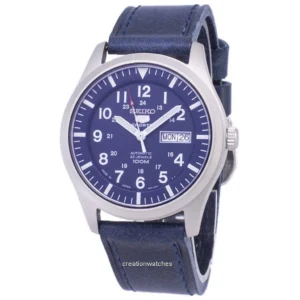Seiko 5 Sports SNZG11J1-var-LS13 Japan Made Dark Blue Leather Strap Men's Watch