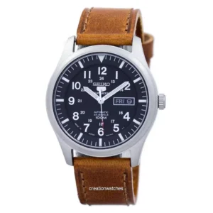 Seiko 5 Esportes Automático Japão Fez Relação de Couro Marrom SNZG15J1-LS9 Relógio dos homens