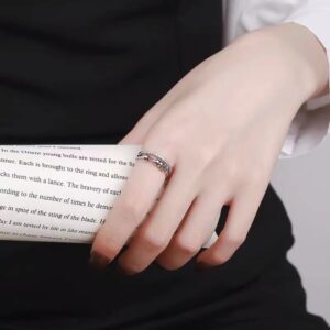 Anel Feminino Prata S925 – Cinco Aros Giratórios | Tamanho Ajustável e Design Minimalista