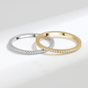 Anel Feminino em Prata S925 – Fileira de Zircônias Estilo Luxo | Cor Ouro Branco ou Dourado